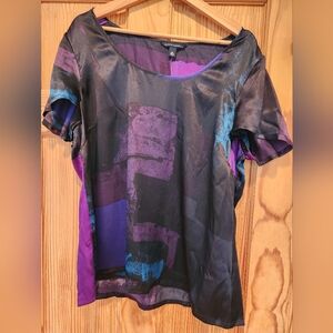 Vintage never worn, Banana Republic silk charmeus tie dye look jewel tone blouse